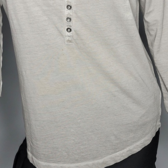 LRL Lauren Ralph Lauren Grey Henley 3/4 sleeve Knit Top - Picture 3 of 5